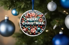 Merry Christmas Round Cute Ornament Sublimation Product Image 4