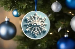 Snow Flake Christmas Round Cute Ornament Sublimation Product Image 4