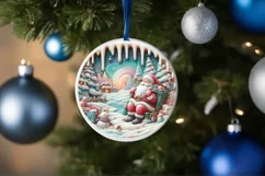 Christmas Round Cute Santa Ornament Sublimation Product Image 4