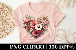 Valentines Floral Heart , Clipart |T-shirt, Mug, Tumbler Product Image 4