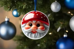 Gnome Smiling Round Ornament Sublimation PNG Product Image 1