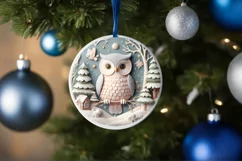 Christmas Round Owl Ornament Sublimation Product Image 4