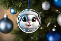Bunny Smiling Round Ornament Sublimation PNG Product Image 1