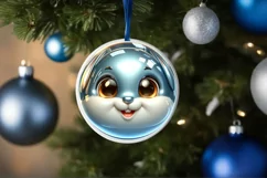 Bunny Smiling Round Ornament Sublimation PNG Product Image 3