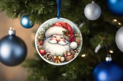 Santa Round Christmas Ornament Sublimation PNG Product Image 4