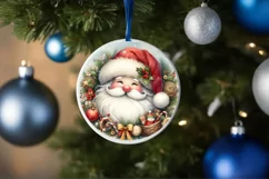 Santa Round Christmas Ornament Sublimation PNG Product Image 4