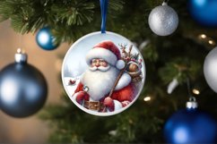 Santa Round Christmas Ornament Sublimation PNG Product Image 4