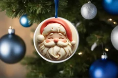 Santa Round Ornament Sublimation PNG Product Image 1