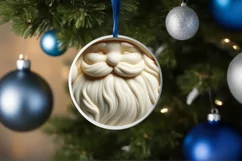 Santa Round Ornament Sublimation PNG Product Image 4