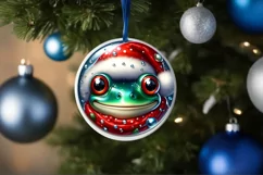 Frog Smiling Round Ornament Sublimation PNG Product Image 1