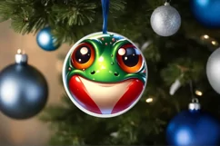 Frog Smiling Round Ornament Sublimation PNG Product Image 3