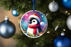 Penguin Round Ornament Sublimation PNG Product Image 1