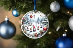 Winter Gnomes Round Ornament Sublimation PNG Product Image 4