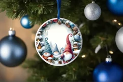 Winter Gnomes Round Ornament Sublimation PNG Product Image 4