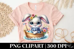 Easter Bunny Cold Egg Flower, Clipart |T-shirt, Mug PNG Product Image 5