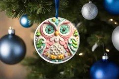 Pastel 3D Marzipan Christmas Owl PNG Product Image 4