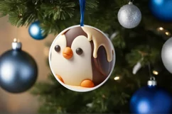 3D Marzipan Christmas Penguin PNG Product Image 4