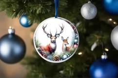 Watercolor Reindeer Christmas Scene PNG Product Image 1