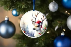 Watercolor Reindeer Christmas Scene PNG Product Image 1