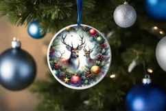 Watercolor Reindeer Christmas Scene PNG Product Image 4