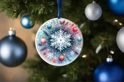 Colorful Snowflake Christmas Sticker Sublimation PNG Product Image 1