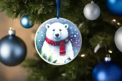 Polar Bear Christmas Sticker Sublimation PNG Product Image 1