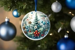Silent Night Christmas Round Cute Ornament Sublimation Product Image 4