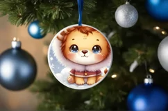 Cute Winter Lion Christmas Sticker Sublimation PNG Product Image 4