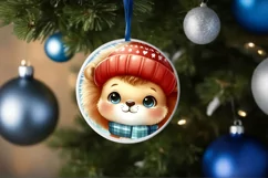 Cute Winter Lion Christmas Sticker Sublimation PNG Product Image 4