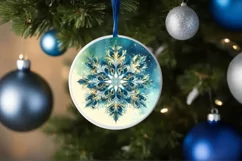 Snow Flake Christmas Round Cute Ornament Sublimation Product Image 4
