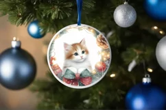 Watercolor Christmas Cat Sticker Sublimation PNG Product Image 4
