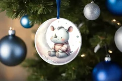 Cute Baby Rhino on Moon with Snowflakes Product Image 4