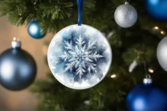 Snow Flake Christmas Round Cute Ornament Sublimation Product Image 4