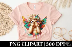 Cupid Angel Of Love Gesture Watercolor Florals Clipart Product Image 4
