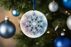 Snow Flake Christmas Round Cute Ornament Sublimation Product Image 4