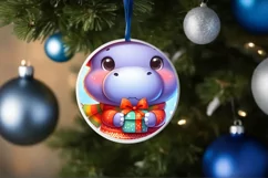 Cute Baby Hippo Watercolor PNG Product Image 1