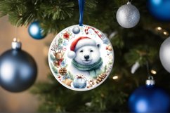 Watercolor Polar Bear Round Ornament Sublimation PNG Product Image 4