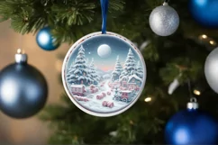 Pastel Christmas Candy Scene Round Ornament Sublimation PNG Product Image 4