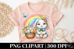 Easter Bunny Rainbow Egg Flower, Clipart |T-shirt, Mug PNG Product Image 4