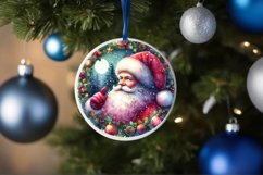 Santa Watercolor Round Ornament Sublimation PNG Product Image 1