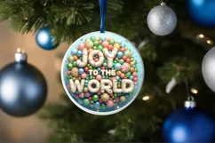 Joy To The World Round Cute Ornament Sublimation Product Image 4