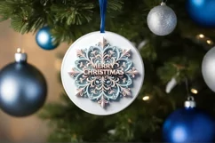 Snow Flake Christmas Round Cute Ornament Sublimation Product Image 4