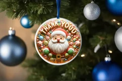 Thank You Christmas Round Cute Ornament Sublimation Product Image 4