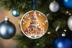 Believe Christmas Round Cute Ornament Sublimation Product Image 4
