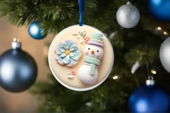 Christmas Round Cute Snow Man Ornament Sublimation Product Image 4