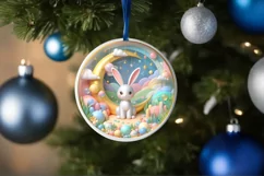 Colorful Pastel Round Scene with Bunny and Golden Insertions Product Image 1