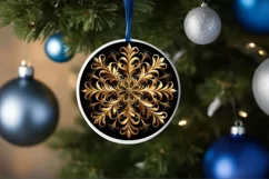 Snow Flake Christmas Round Cute Ornament Sublimation Product Image 4