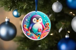 Pastel Penguin Round Sticker Sublimation PNG Product Image 1