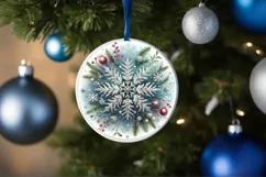 Round Christmas Ornament Sublimation|Clipart Product Image 1