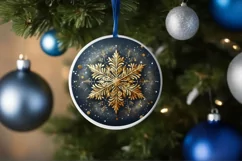 Snow Flake Christmas Round Cute Ornament Sublimation Product Image 4